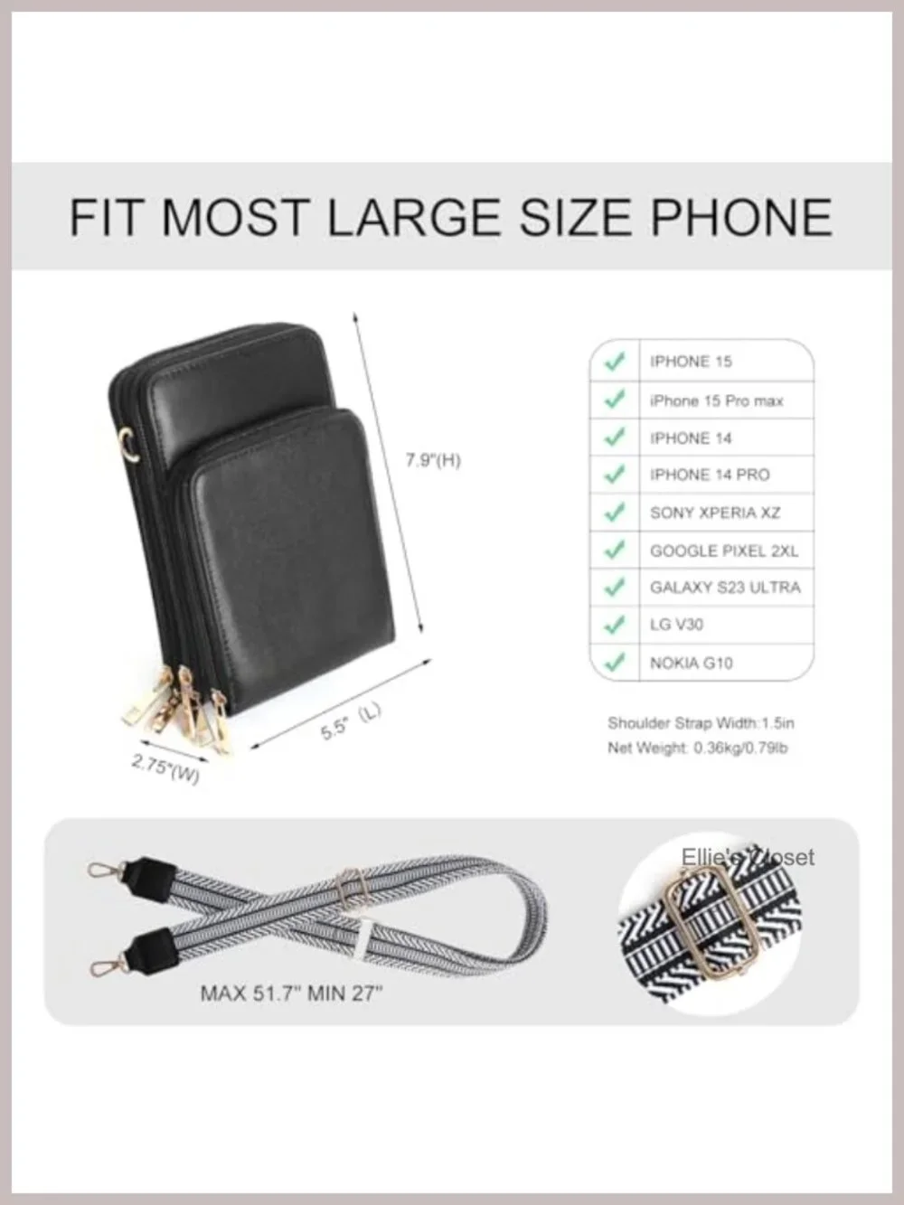 Women's Crossbody Phone Purse RFID Blocking Wallet Touch Screen Faux Leather
